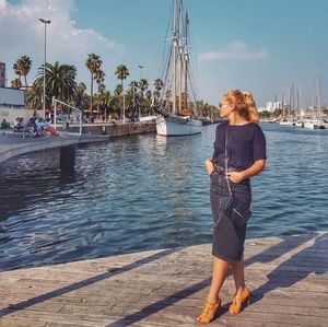 Zara high waist denim skirt